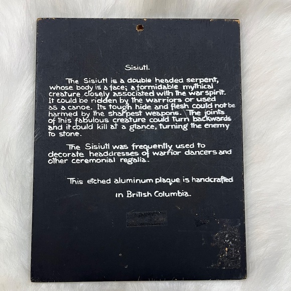 Vintage ' Sisiutl ' Inuit Etched Aluminum Plaque - Picture 6 of 6
